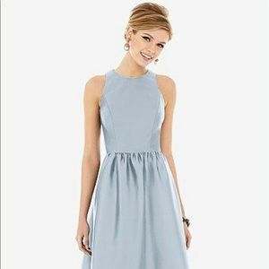 Alfred Sung sleeveless key hole bridesmaid dress in mist, size 6